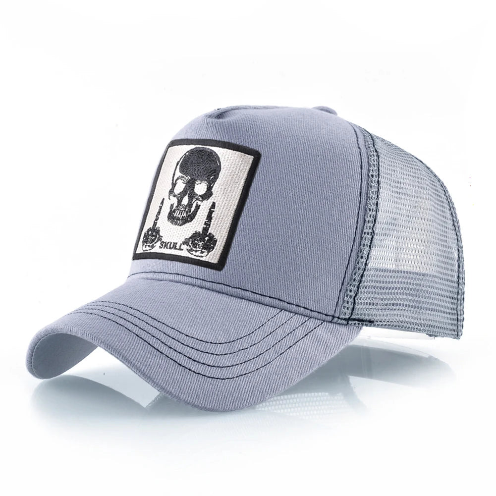 Men's Baseball Cap With Embroidery Skull Patch Snapback Hip Hop Trucker Cap Women Four Season Outdoor Breathable Visor Bone Hats
