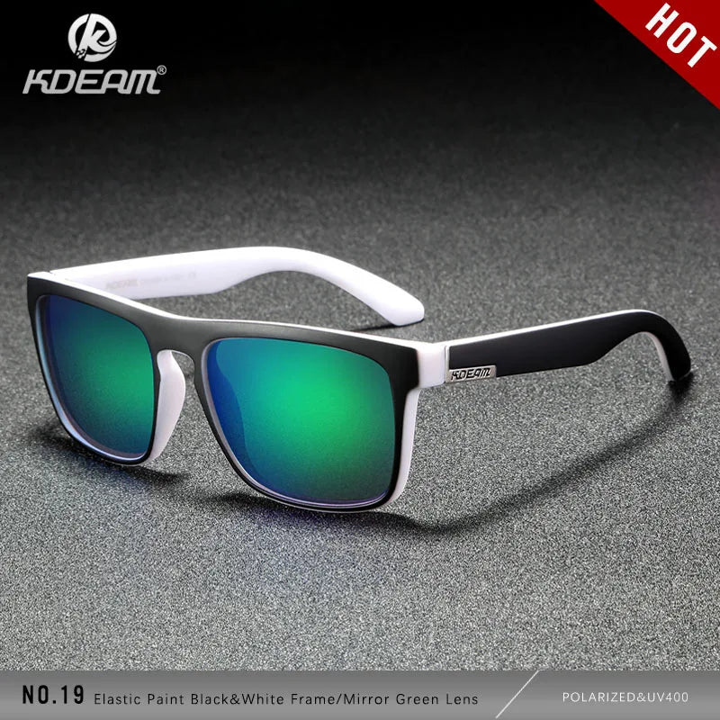 KDEAM Polarized Designer Square Sunglasses Men or Women Elastic Paint Frame Mirror Sun Glasses 17 Colors Available