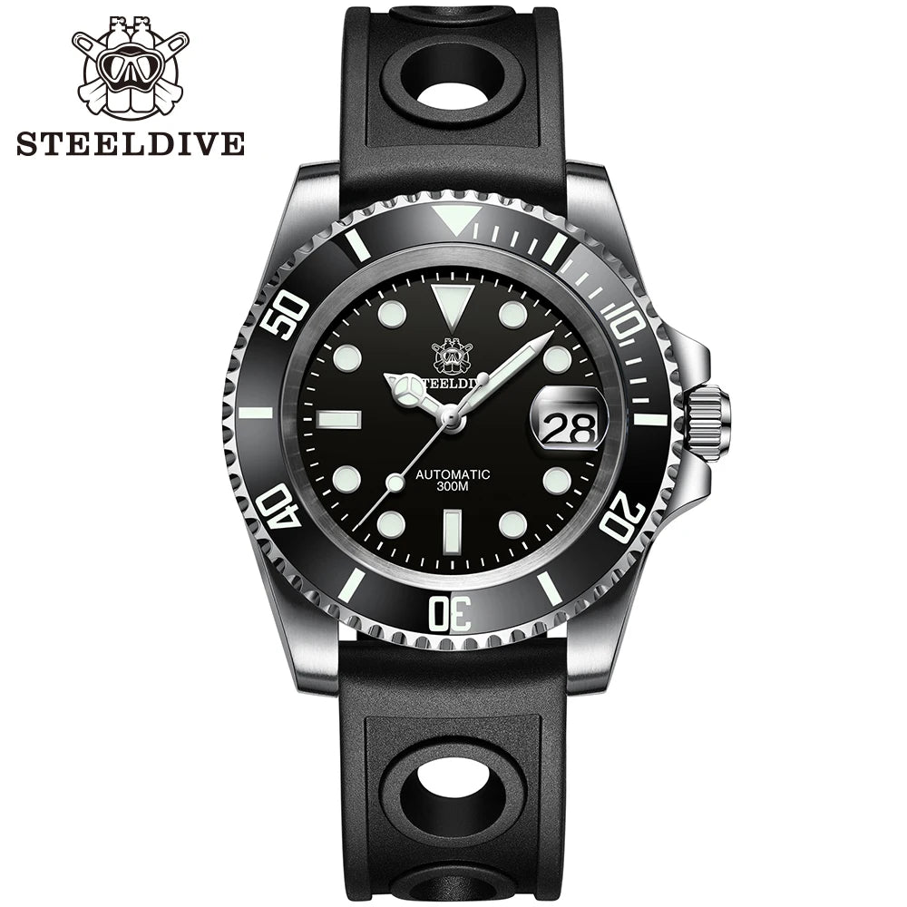 SD1953 STEELDIVE Brand Ceramic Bezel 41mm Steeldive 30ATM Water Resistant NH35 Automatic Mens Dive Watch with Milled Clasp