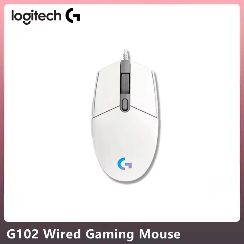 Logitech G102 G203 laidinė žaidimų pelė, 2.1 metro ilgio laidas, 8000 DPI, RGB efektai, skirta PC, nešiojamajam kompiuteriui, biurui ir gamer’iams, lanksti