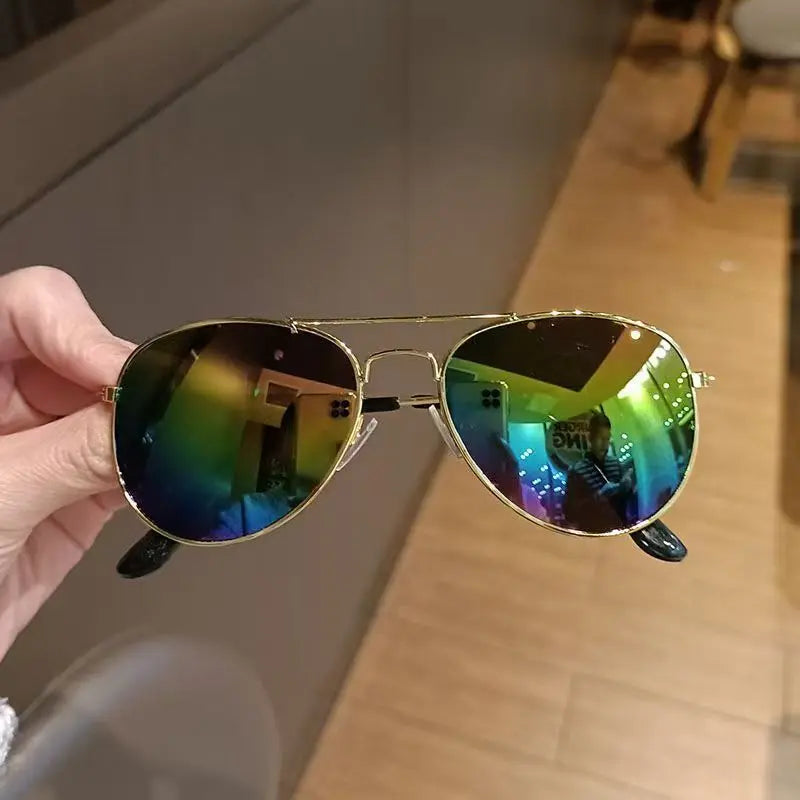 Classic Pilot Children Sunglasses UV400 Metal Vintage Driving Sun Glasses Outdoor Cute Girl Boy Fashion Summer UV Kids Eyewear