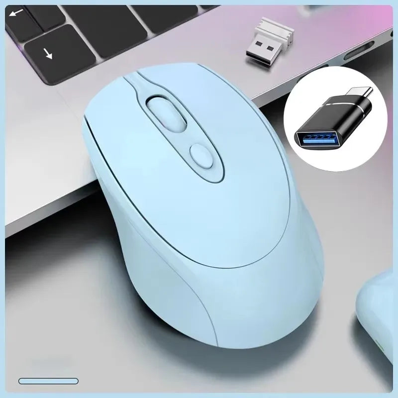 Brezžična miška, združljiva z Bluetooth, 2.4G, polnilna brezžična računalniška miška USB, tiha gamerska miška za PC, prenosnik, Macbook in tablico