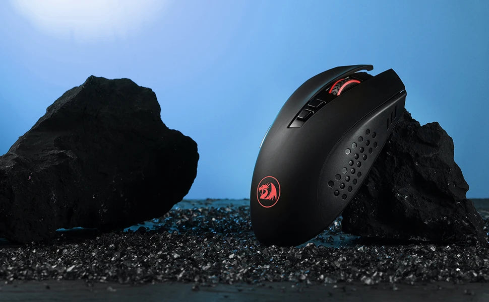 Rato Gaming Sem Fios Redragon M656 Gainer, 4000 DPI 2.4Ghz, Rato Gamer Sem Fios com 5 níveis de DPI, 7 botões macro, retroiluminação LED vermelha