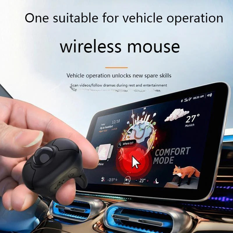 Trackball Finger Ring Mouse 2.4G + Bluetooth Wireless Remote Control Mouse for PPT, Presentations, Smart TV, Car Display & PC
