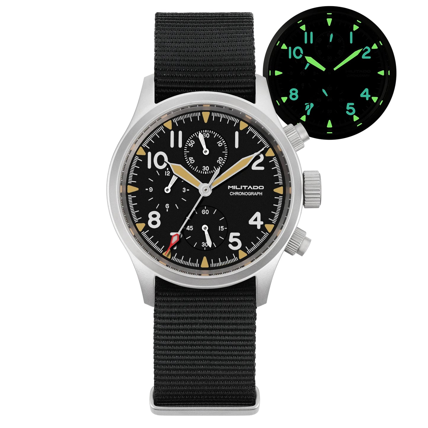 Militado VK61 VK67 Quartz Chronograph Watch 39mm 316L Stainless Steel Case 3 Dial Waterproof 100M Multifunction Military Watch