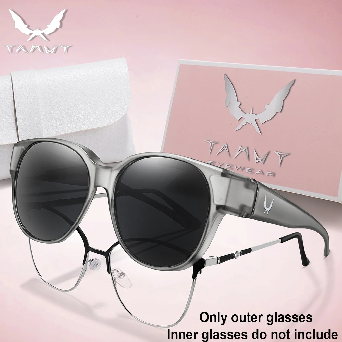 Over Glasses with Box Cover Over Myopia Eyeglasses Unisex Round Shades with UV protection Outdoor Sports Fishing Hiking Cycling