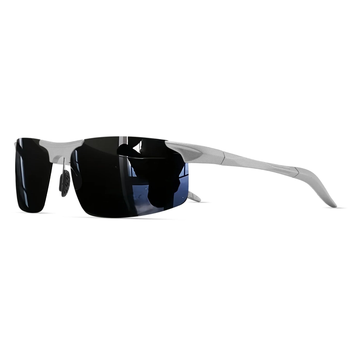 Classic Retro Semi-Rimless Square Polarized Sunglasses - Lightweight PC Frame & Spring Hinges, UV400 Unisex for Driving, Fishing