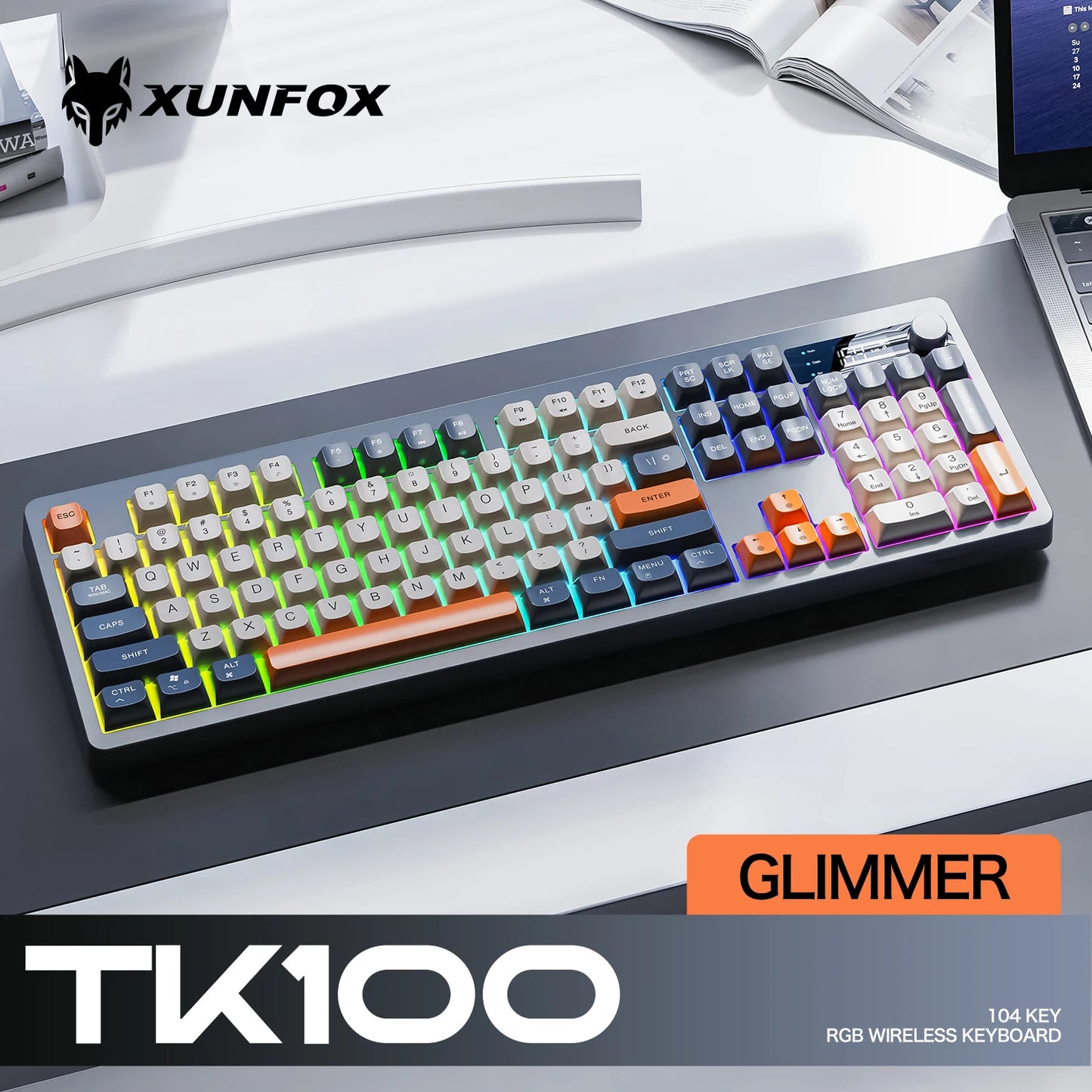 XUNFOX TK100 tastiera wireless 2.4 Bluetooth dual-mode gaming silenziosa per ufficio e notebook, universale
