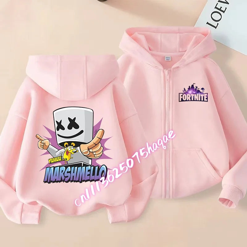Neue Fortnite-Kapuzenjacke für Kinder im Herbst, mit Cartoon-Spielcharakter-Print, Reißverschluss, Winterjacke für Jungen