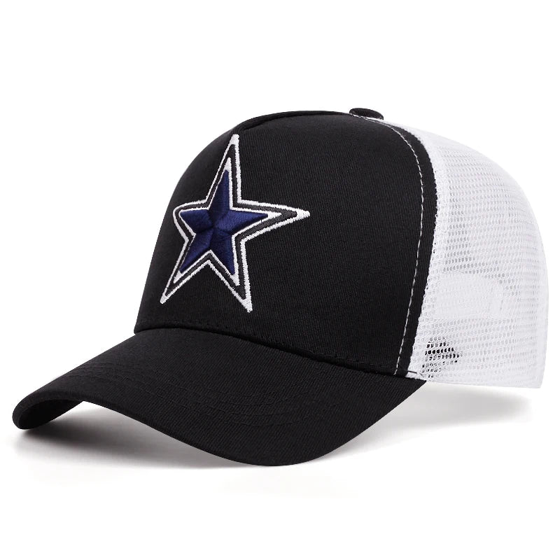 Simple symbol five-pointed star Embroidery outdoors baseball cap Summer breathability Hip hop mesh cap trucker hat