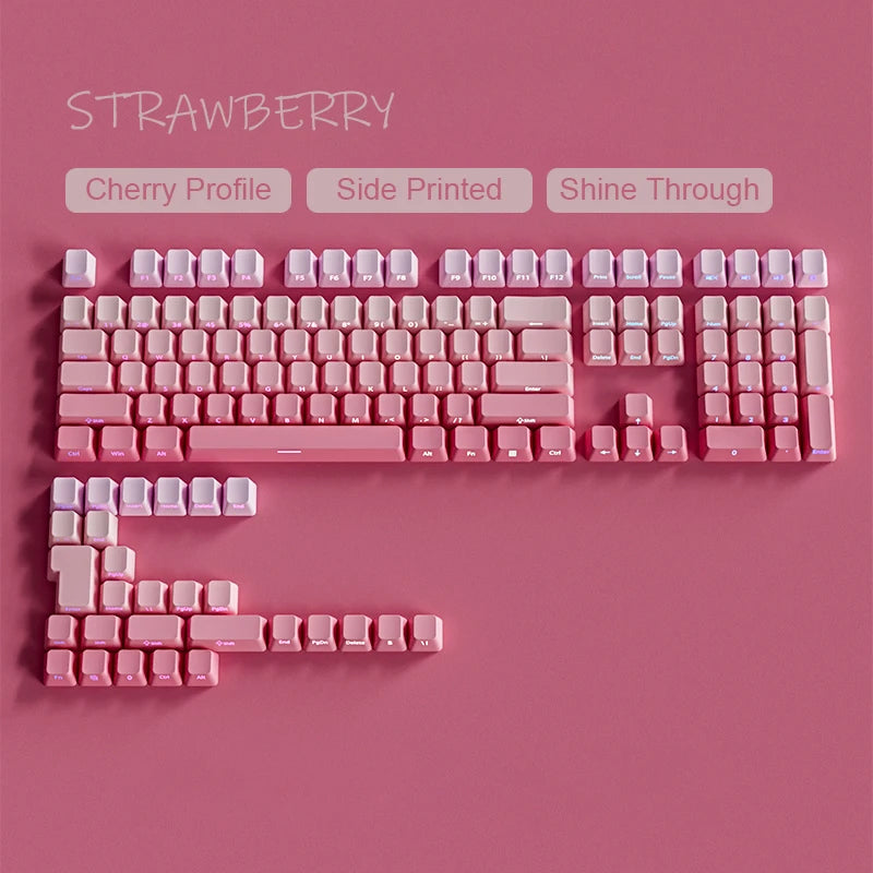 New Keycaps for 60/64/84/98/108 Gaming Mechanical Keyboard MX Switch 135 Keys OEM PBT Side Engraved Red and Black Gradient Color
