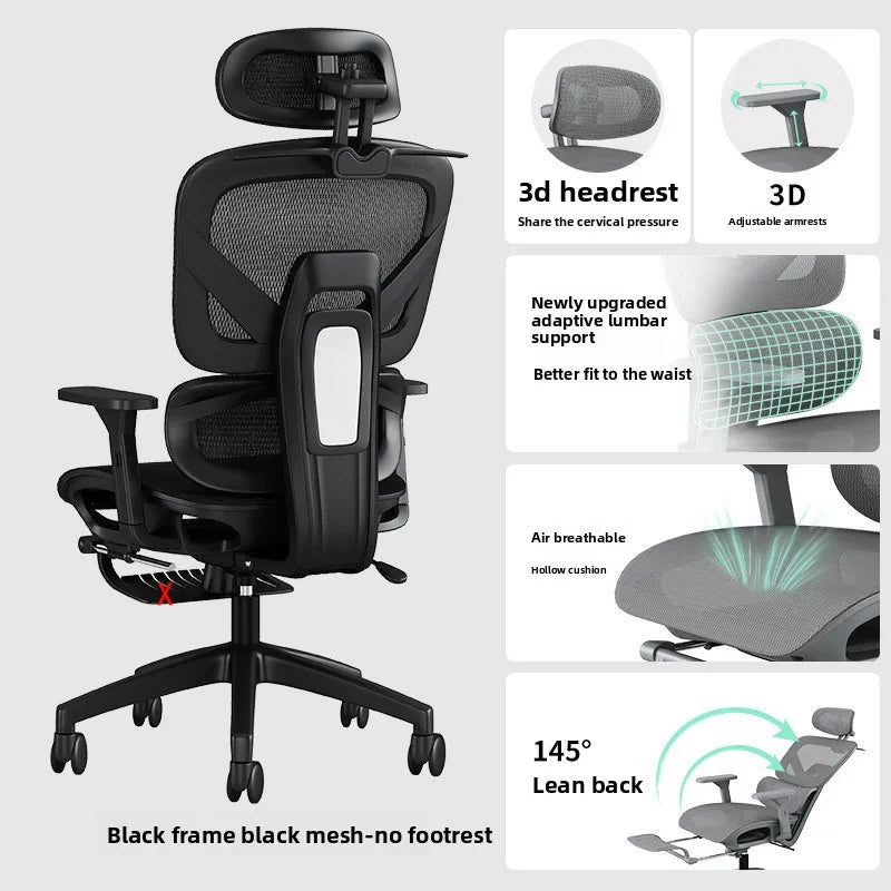 UVR Office Chair Sedentary Comfortable Reclining Stool Ergonomic Design Armchair Swivel Adjustable Computer Gaming Chair