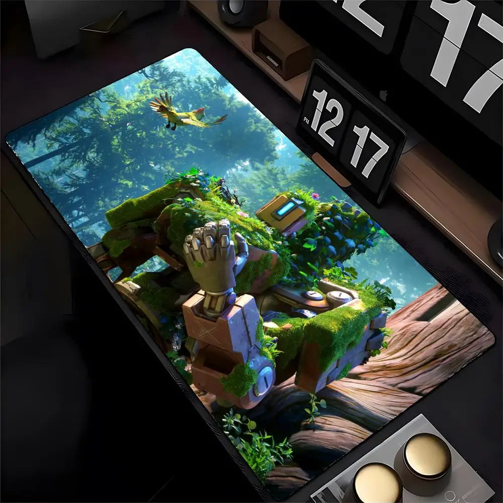 Tapete de Rato Overwatch Genji com Impressão HD para Computador e Gaming, Bordas Reforçadas, Antiderrapante, XXL90x40cm, Tapete de Secretária para Teclado e PC