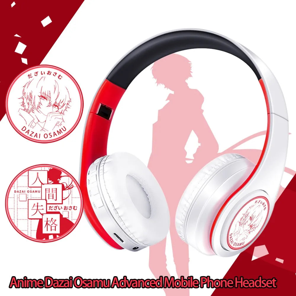 Demon Slayer Kamado Tanjirou Anime Bluetooth Headphones – Wireless Gaming Headset with Mic, TF Card Support, Deep Bass Anime Earphones V5.0