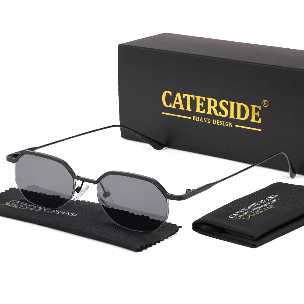 Caterside New Retro Small Frame Sunglasses Men's Polygonal Lenses Sun Glasses Women Business Travel Party Eyewear Summer Style