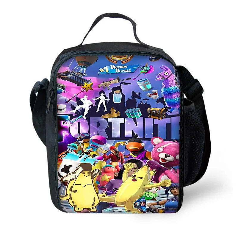 Saco térmico infantil de grande capacidade para rapaz, F-FortniteS Hot Game, estudante, piquenique ao ar livre, lancheira térmica reutilizável para rapariga