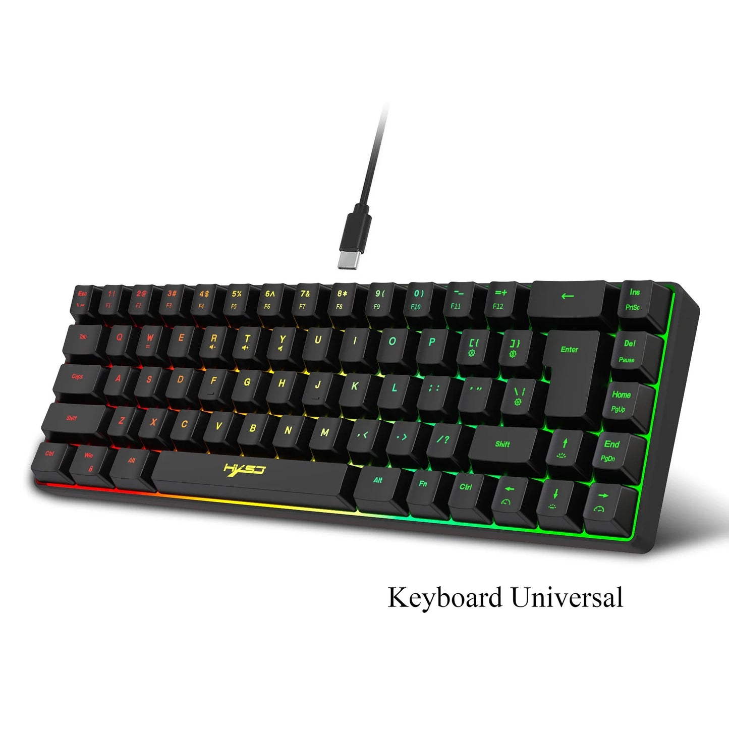 RGB backlit keyboard Russian 69 keys white membrane gaming wired ergonomic Keyboards for compact mini for pc laptop color black