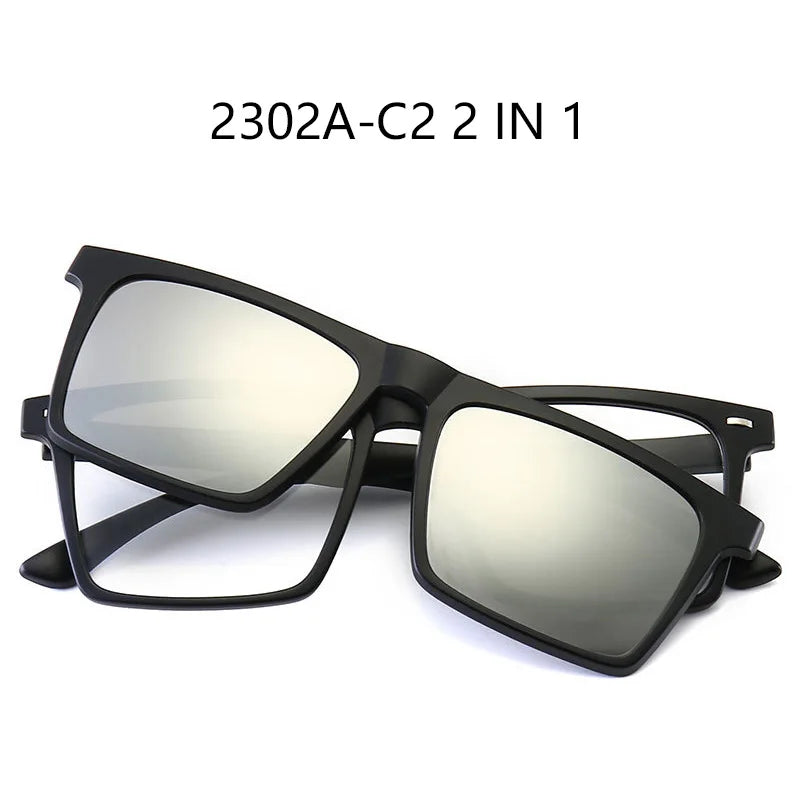 Myopia Polarized Magnet Sunglasses Women Men Clip On Glasses Square Optic Spectacle 6 In 1 Eyeglass Frames -0.5 TO -10