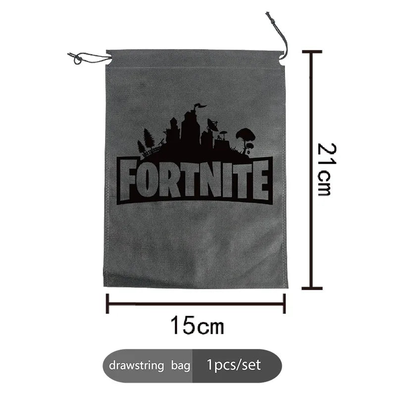 Fortnight Themed Series Black/Silver Small Drawstring Bag Portable Storage Cartoon Pocket Gifts for Birthday Party Arrangements