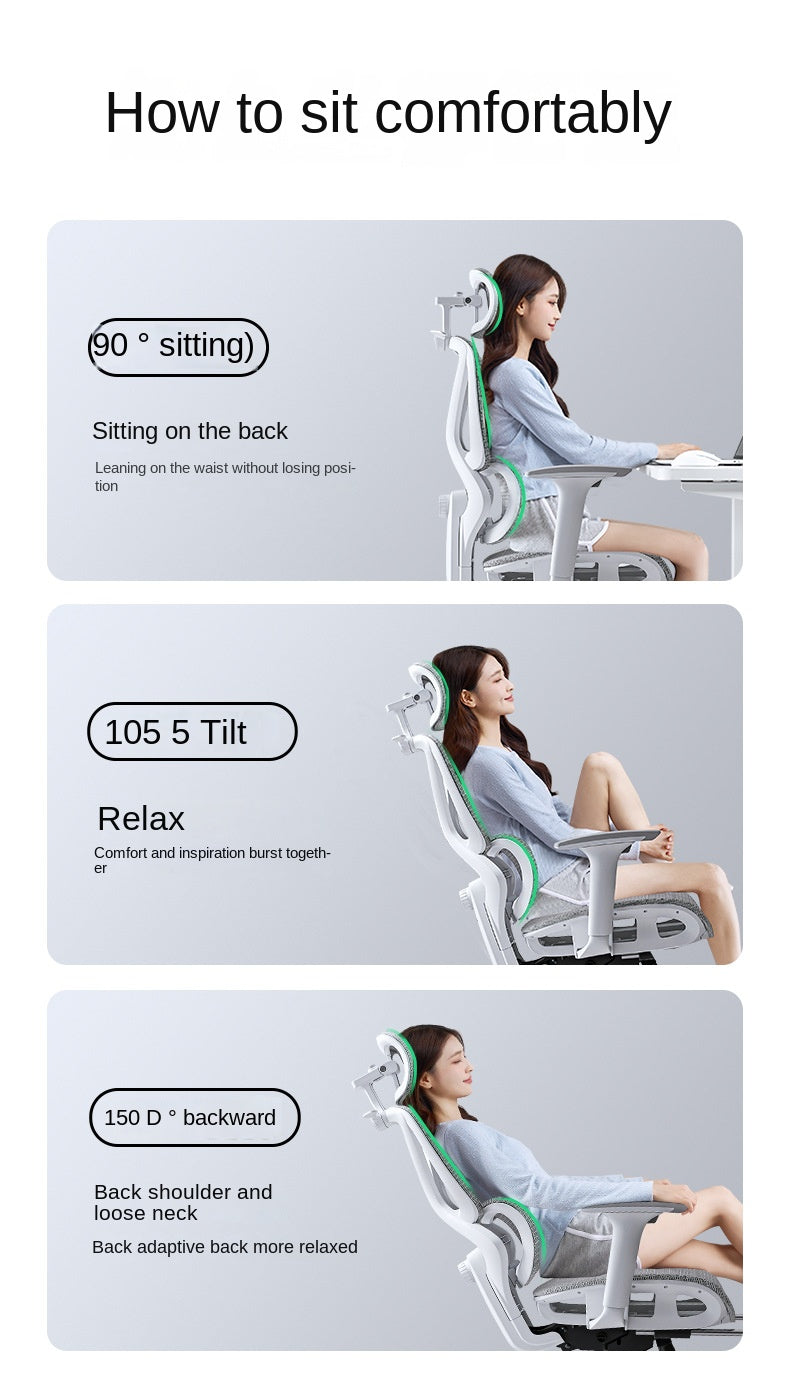 UVR Domestic Comfortable Sedentary Breathable Mesh Chair Ergonomic Design Recliner Chair Office Adjustable Lumbar Support Chair