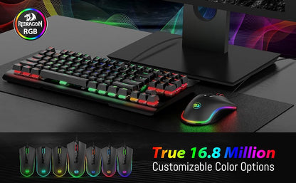 Mouse da gaming per PC Redragon M711 cablato, 7 pulsanti programmabili, RGB personalizzabile, 10,000 DPI, ergonomico