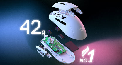 Mouse gaming cablato Redragon M724 42G ultraleggero, ottico, 12,400 DPI max, 5 pulsanti programmabili