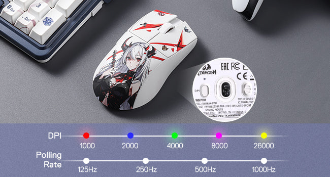 Ratón gaming Redragon M916AK PRO 3-Mode Anime ultraligero de 42G, 26K DPI y botones totalmente programables