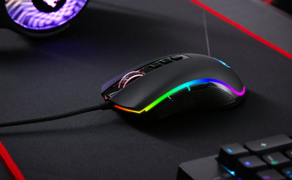 Mouse da gaming per PC Redragon M711 cablato, 7 pulsanti programmabili, RGB personalizzabile, 10,000 DPI, ergonomico