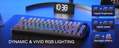 Redragon K673 GB 75% Wireless Gasket RGB 3-Modes 81 Keys Gaming Mechanical Hot-Swap Socket Keyboard
