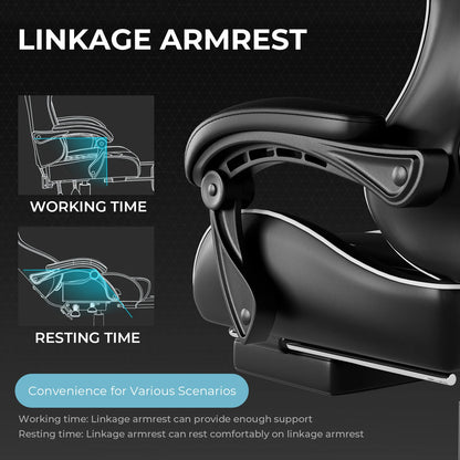 GTPLAYER Gaming chair with Massage Ergonomic Desk chair Footrest Headrest Rotary chair for office and Gamers