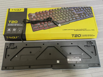 Russian Keyboard with Russian English Letter 100% Keyboard Mouse Kit Translucent Keycaps Backlight Punk Round Keycap Wired TF270