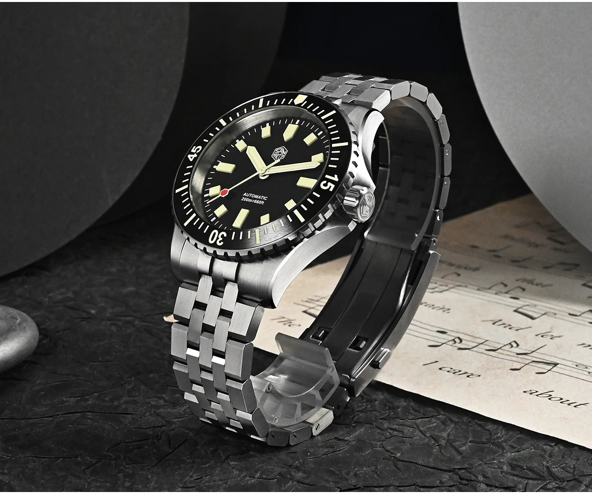San Martin 1200HV Hardening Coating Men Diver Watch Full Luminous Dial Lumed Blocks ST2130 Automatic Mechanical Toolwatch SN0012
