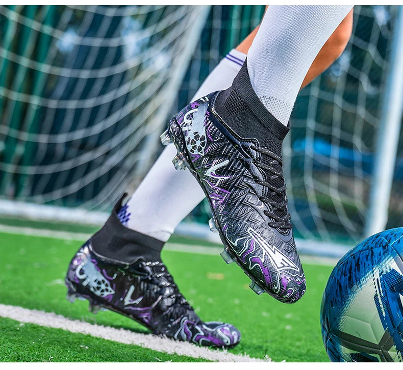 ro Performance HighCut Soccer Boots FG TF Studs Breathable Lightweight Cleats for Outdoor Grass and Turf Training Matches