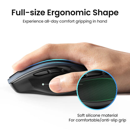 Rato sem fios UGREEN Bluetooth 5.0 ergonómico 4000DPI com 6 botões silenciosos para MacBook, tablet, portáteis, computador e PC, rato 2.4G