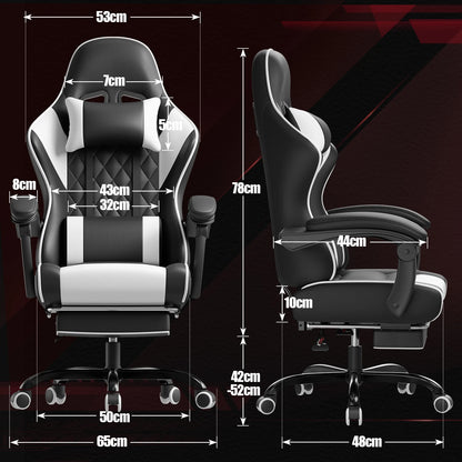 HOMALL Height Adjustable Massage Gaming chair Ergonomic Design with Lumbar Support Headrest Swivel chair