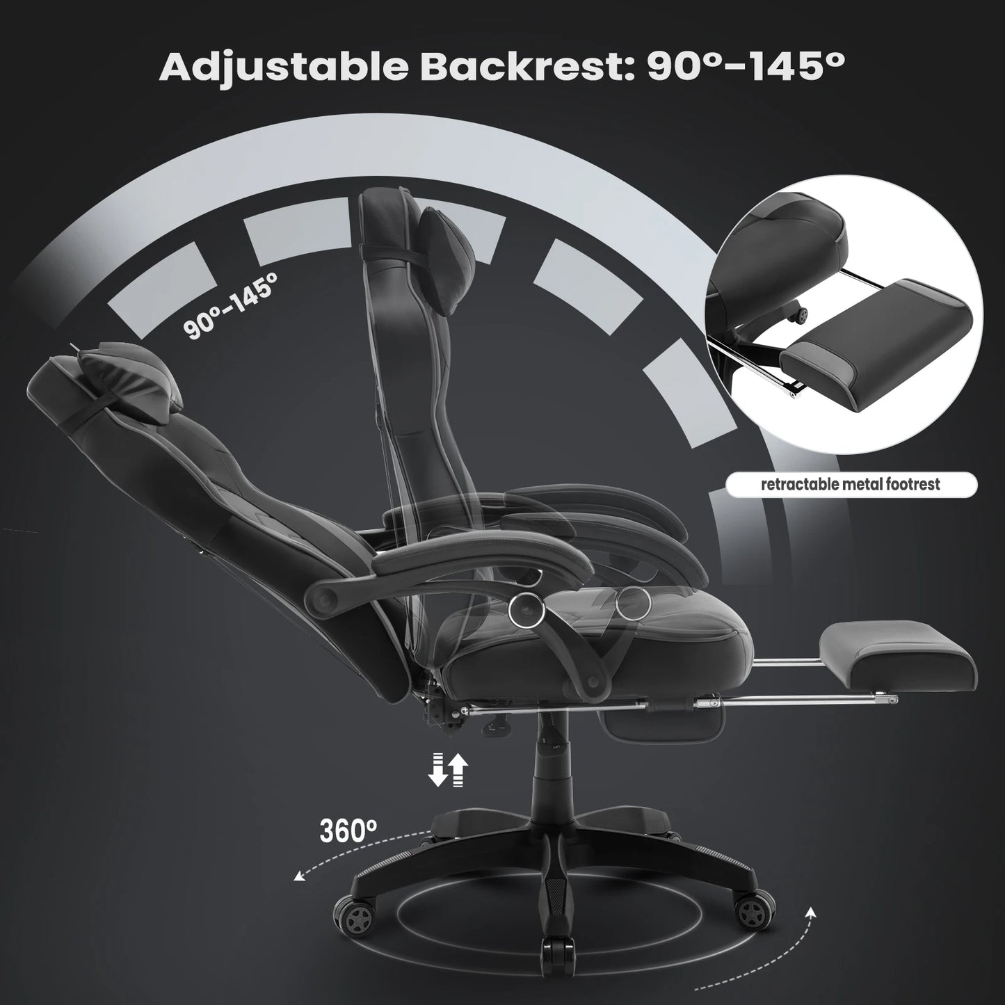 WOLTU Racing Gaming Chair Swivel Desk Office Computer Chair Sports Seat with Headrest Lumbar Cushion Footrest Gamer Chair