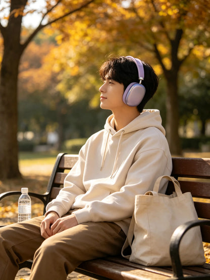 Casque de sport sans fil, casque Bluetooth avec microphone pour appels, coussinets d'oreille en tissu confortables
