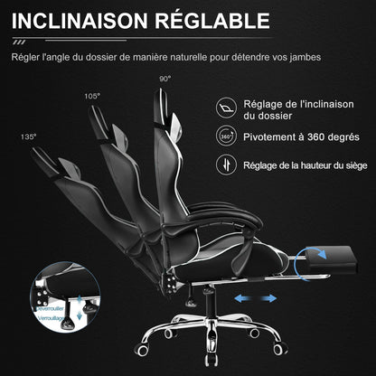 GTPLAYER Gaming chair with Massage Ergonomic Desk chair Footrest Headrest Rotary chair for office and Gamers