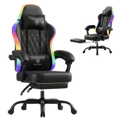GTPLAYER Gaming Chair Office Chair Gaming Chair with LED Light Bar Gamer Chair Backrest with Storage Bag Ergonomic