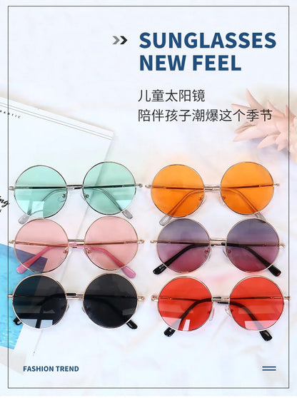 Children's sunglasses metal frame round sunglasses  simple anti ultraviolet tide children's glasses