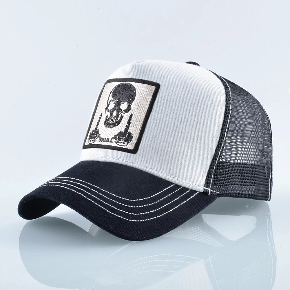 Men's Baseball Cap With Embroidery Skull Patch Snapback Hip Hop Trucker Cap Women Four Season Outdoor Breathable Visor Bone Hats