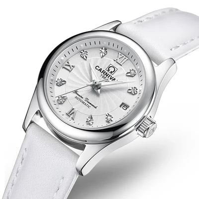 Montre mécanique de luxe pour femme de la marque CARNIVAL – Montre-bracelet automatique, élégante, dotée d'un verre saphir et étanche