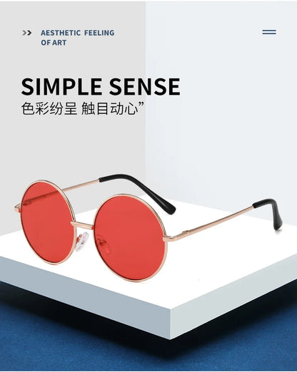 Children's sunglasses metal frame round sunglasses  simple anti ultraviolet tide children's glasses