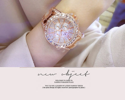Women Watches Quartz Diamond Luxury Watch Fashion Top Brand Wristwatch Fashion Watch Ladies Crystal Jewelry Rose Gold Watch