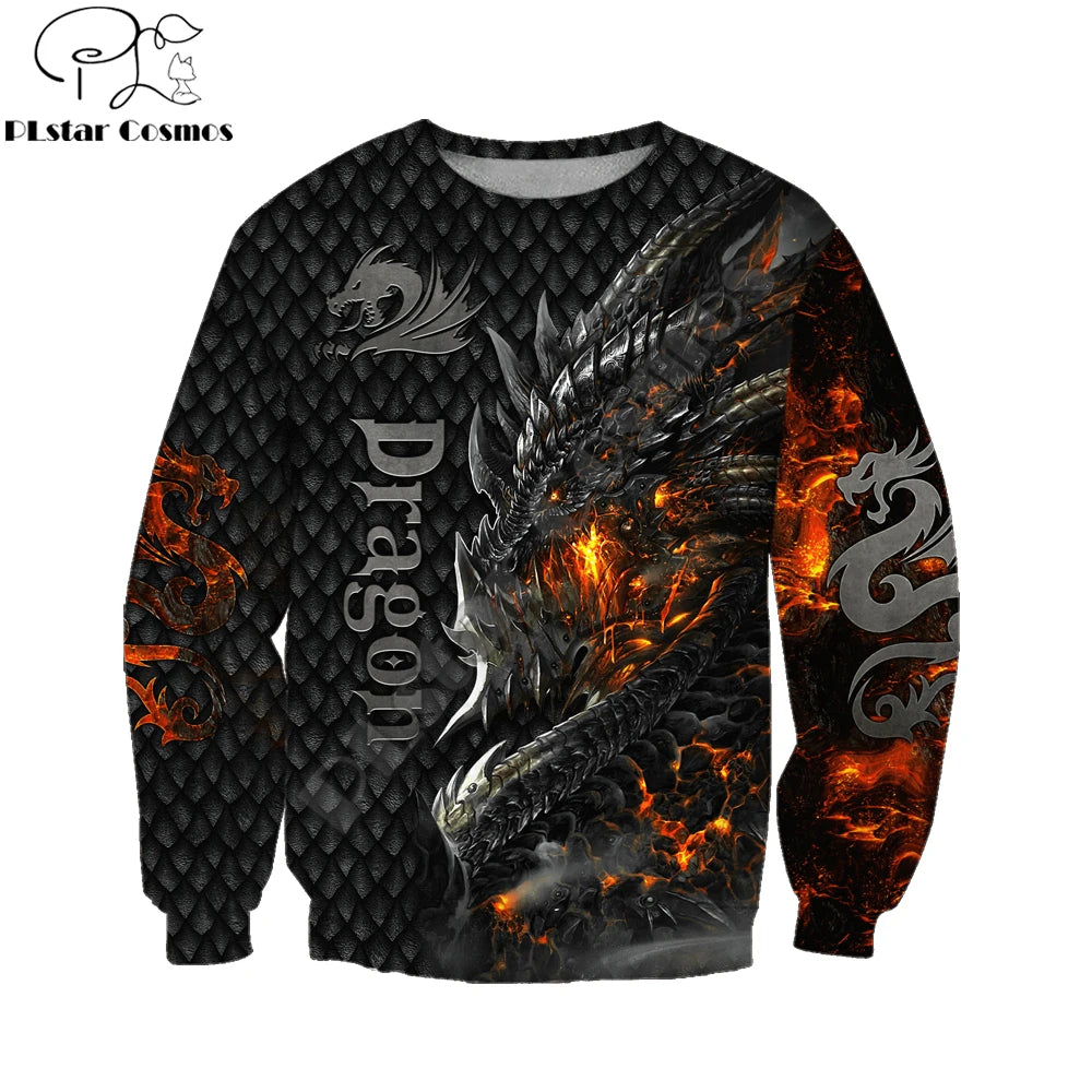 Kaunis Fire Dragon 3D -kuvioinen miesten huppari, unisex-hupparit, collegepaita, syksyn katumuoti, vapaa-ajan takki, verryttelypuku KJ749