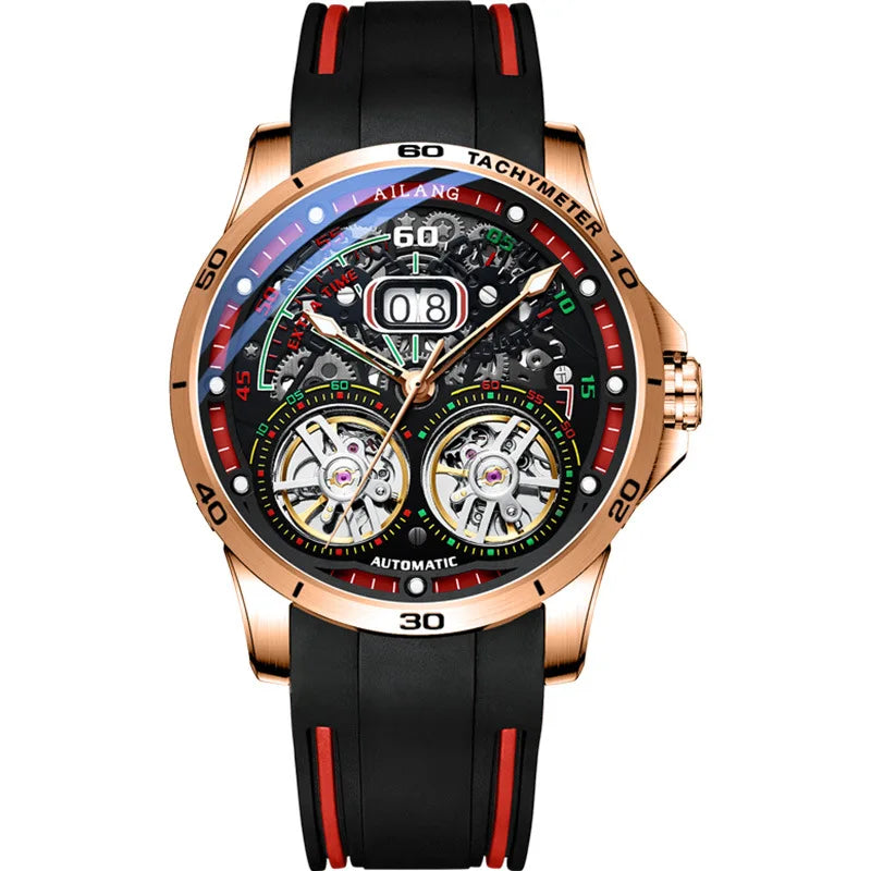 AILANG Super Cool Double Tourbillon Automatic Mechanical Watch Men Luxury Brand Luminous Waterproof Watches Men's Reloj Hombre
