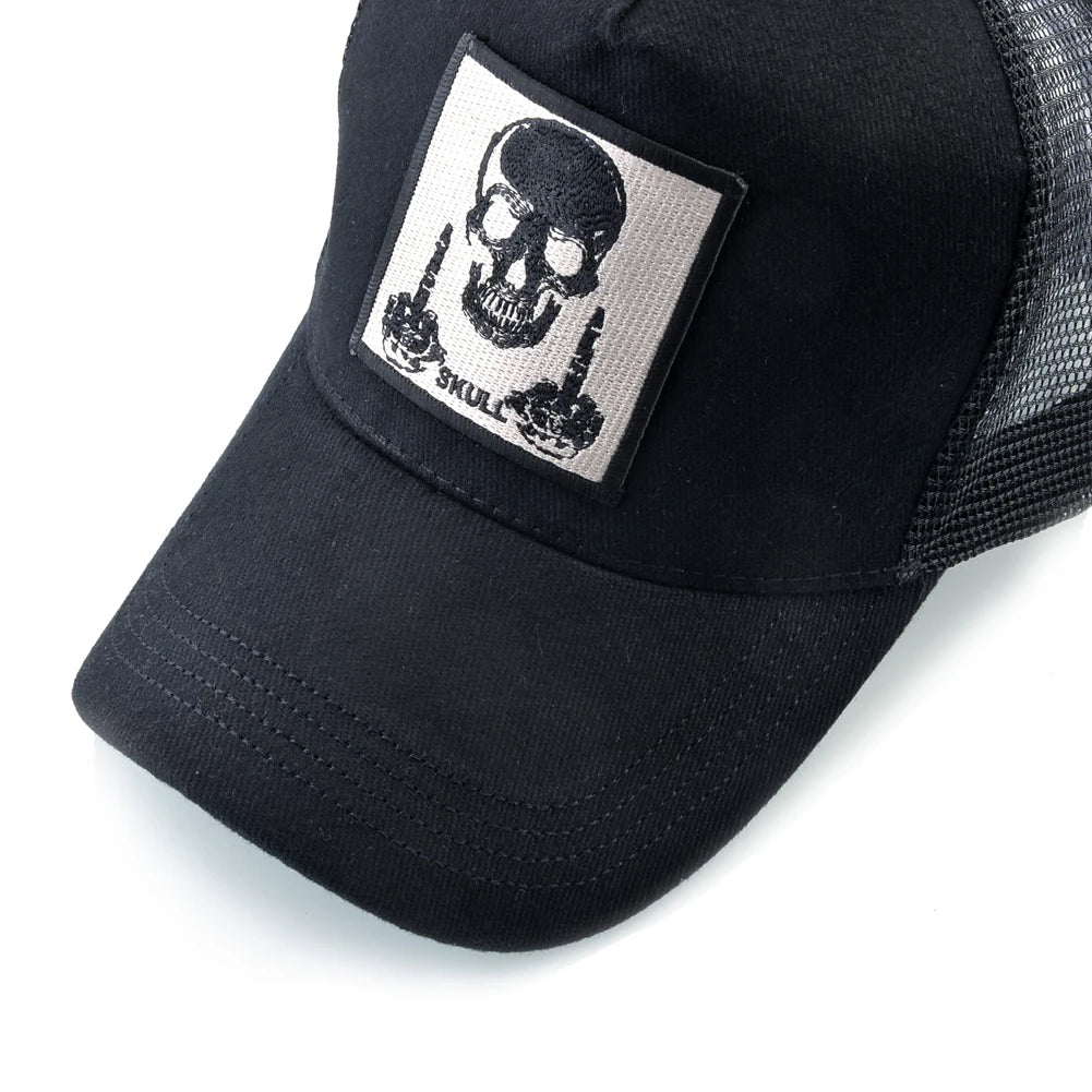 Men's Baseball Cap With Embroidery Skull Patch Snapback Hip Hop Trucker Cap Women Four Season Outdoor Breathable Visor Bone Hats