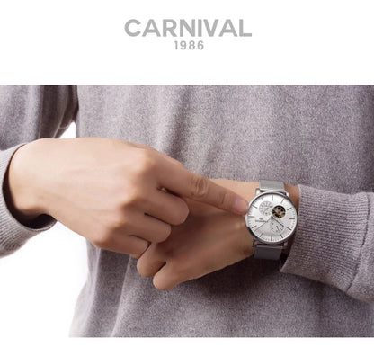 Relógio mecânico para homem Carnival – Relógio de pulso automático de luxo com vidro de safira