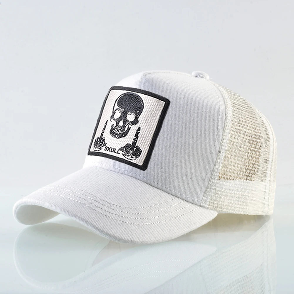 Men's Baseball Cap With Embroidery Skull Patch Snapback Hip Hop Trucker Cap Women Four Season Outdoor Breathable Visor Bone Hats