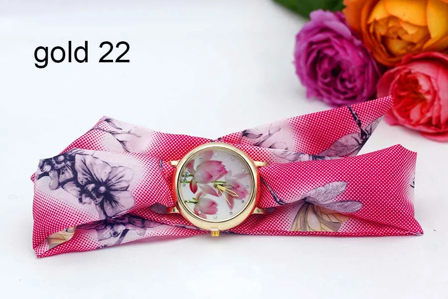 Shsby 2020 Women's Watches Fashion Floral Cloth Ladies Watches Flower Bracelet Clock Dress Wristwatch Luxury Relogio Feminino